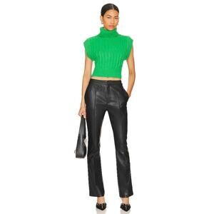 Line and Dot Reina Black Faux Leather Mid Rise Straight Leg Pants Size Small NWT